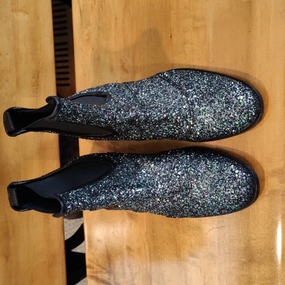Zadig & Voltaire boots size 38eu/7.5 us Rn116202 blue silver and black glitter - Picture 2 of 11